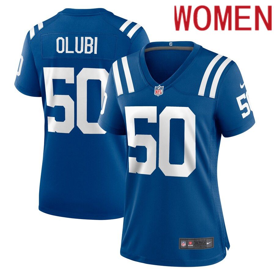 Women Indianapolis Colts 50 Segun Olubi Nike Royal Game Player NFL Jersey